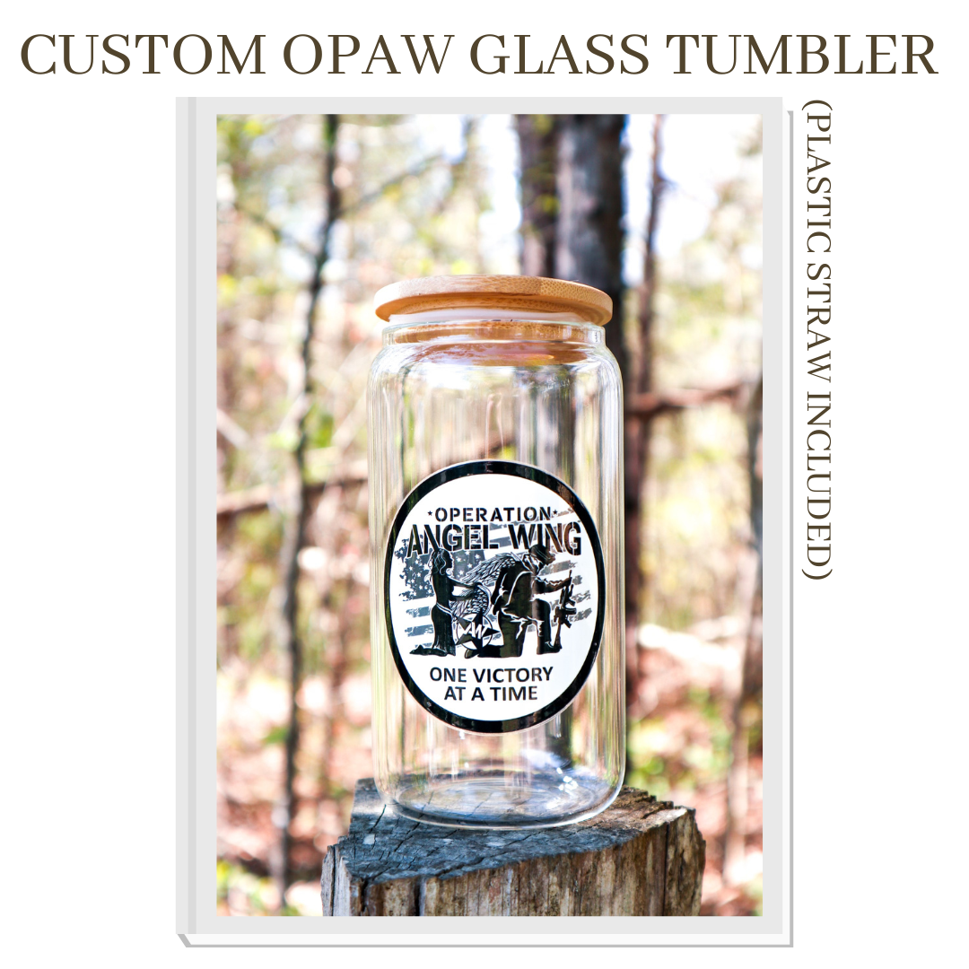 OPAW Glass Tumbler (w/ plastic straw)